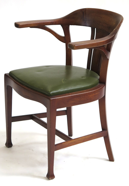 Arm/skrivbordsstol, bonad ek med grön läderklädsel,_10036a_lg.jpeg