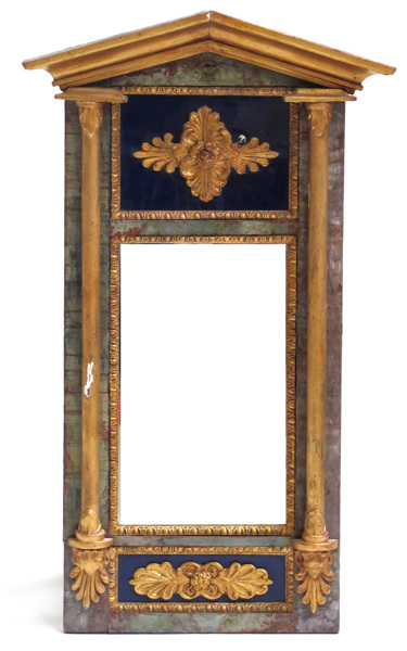 Spegel, bronserat trä, pastellage och marmorerat glas, så kallad glasmästarespegel, empire, 1800-talets 1 hälft, dekor av palmetter, rosor mm, _10060a_lg.jpeg