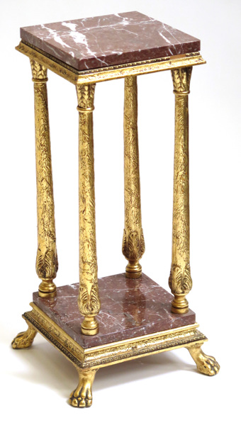 Piedestal, bronserat trä och stuck med dubbla marmorskivor, _10535a_8d934aa69518da1_lg.jpeg