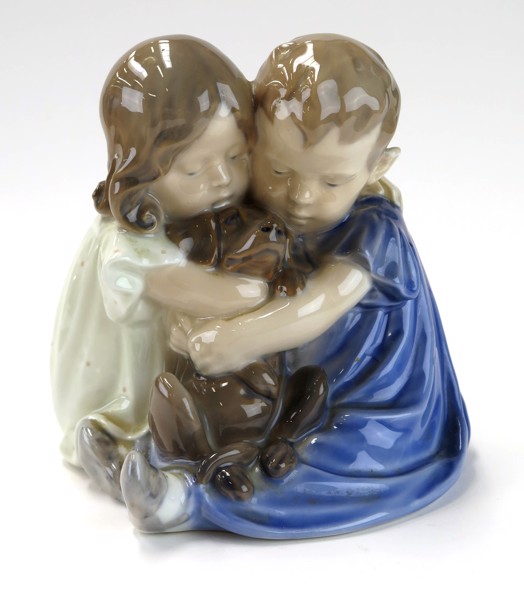 Thomsen, Christian för Royal Copenhagen, figurin, porslin, två barn med tax, _1194a_8d82e5c2cc635fc_lg.jpeg