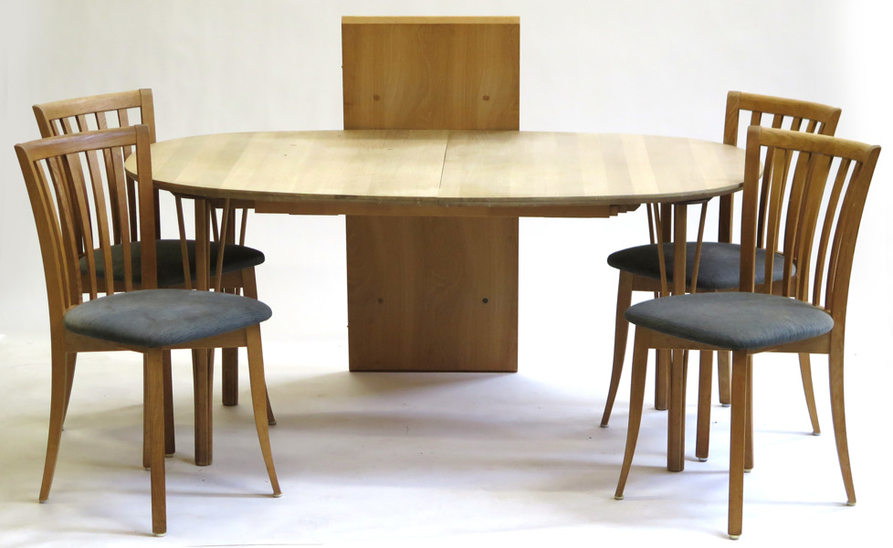 Okänd designer, matgrupp, 7 delar, ek, matbord med 2 iläggsskivor samt 6 stolar,_11961a_lg.jpeg
