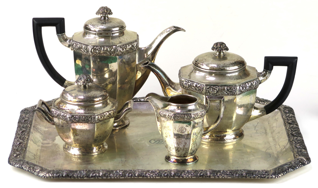 The- och kaffeservis, 5 delar, silver, Tyskland, omkring 1920, total vikt cirka 4000 gram, _12651a_8d9714280497793_lg.jpeg