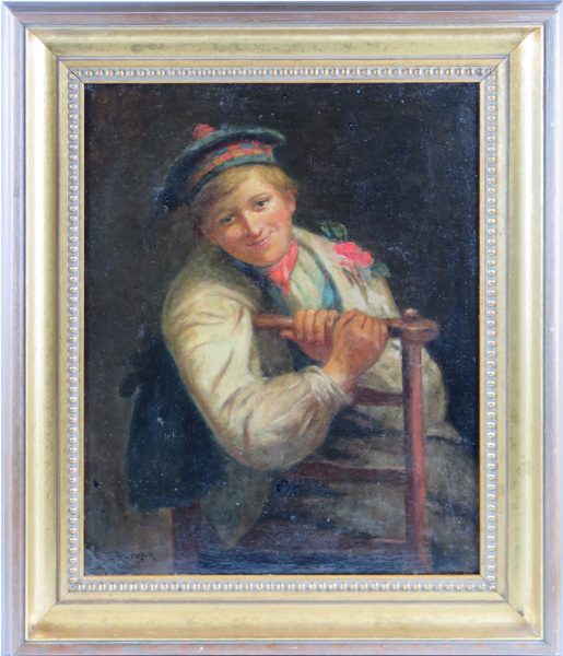 Okänd engelsk konstnär, 1800-tal, olja, pojke med tam-o'shanter, _14375a_8d9a85668e0b4b9_lg.jpeg