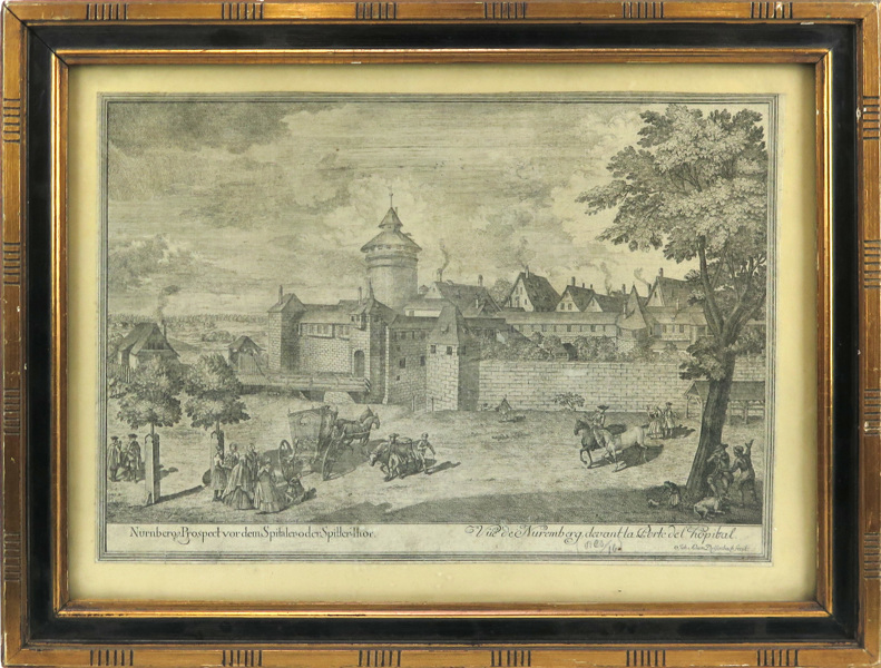 Delsenbach, Johann Adam, kopparstick, Nürnberg, omkring 1725, "Prospect vor dem Spitaler oder Spitler-Thor"_15033a_8d9b65b6b71cd95_lg.jpeg