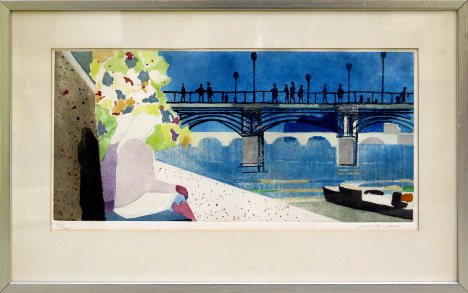 Olson, Axel, färgetsning med carborundum, "Bron över Seine", _15214b_8d9b96a0a8dd079_lg.jpeg