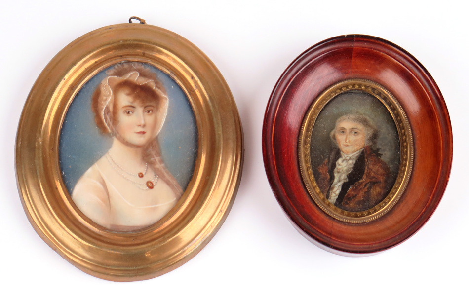 Miniatyrer, 2 st, 1 akvarell 17-1800-tal, mansporträtt, 5 x 3,5 cm, _15327a_lg.jpeg