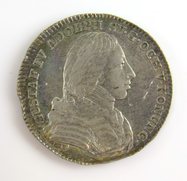 Mynt, silver, 1/6 Riksdaler, Gustav IV 1805, _15424a_8d9be4b4b55fbb7_lg.jpeg