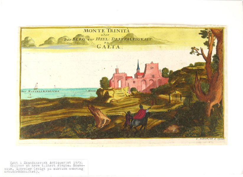 Bodenehr, Gabriel, kopparstick, delvis handkolorerat, "Monte Trinita oder Der Berg zur Heyl: Dreyfaltigkeit zu Gaeta", _15656a_8d9bfc545c4e765_lg.jpeg