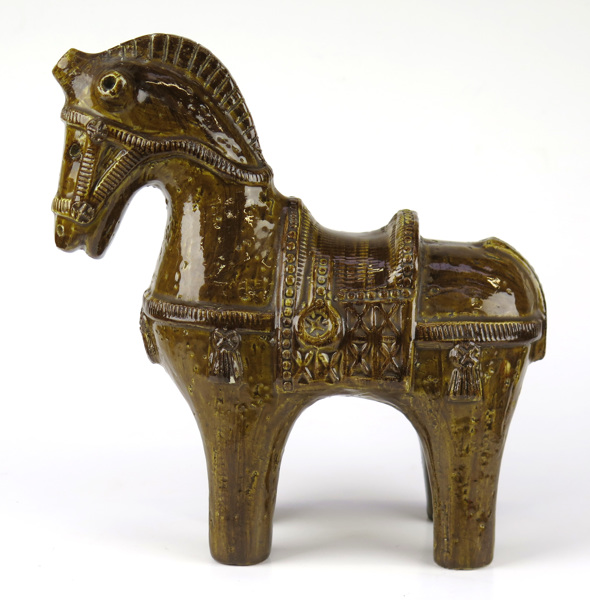 Londi, Aldo, egen verkstad Bitossi, skulptur, glaserat stengods, stående häst, _15785a_8d9d69f9cba53f7_lg.jpeg