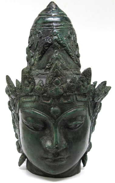 Skulptur, patinerad brons, Burma (?), 1900-tal, Buddhahuvud, _19034a_lg.jpeg