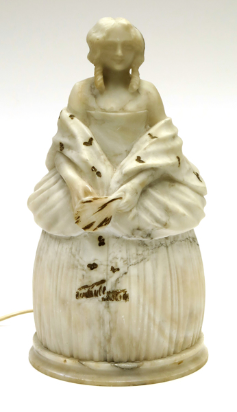 Bordslampa/night-light, skuren alabaster, 1910-20-tal, i form av kvinna i klänning,_1934a_8d848f743e70dd1_lg.jpeg
