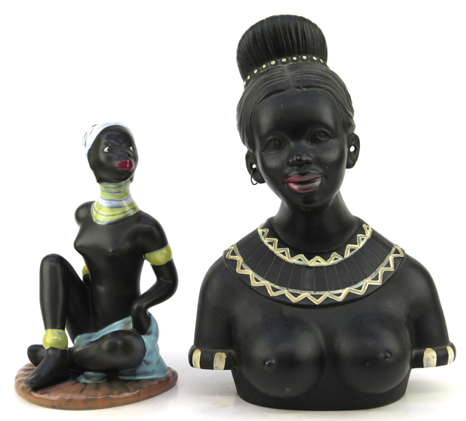 Figuriner, 2 st, glaserad keramik, afrikanska kvinnor, _19365a_lg.jpeg