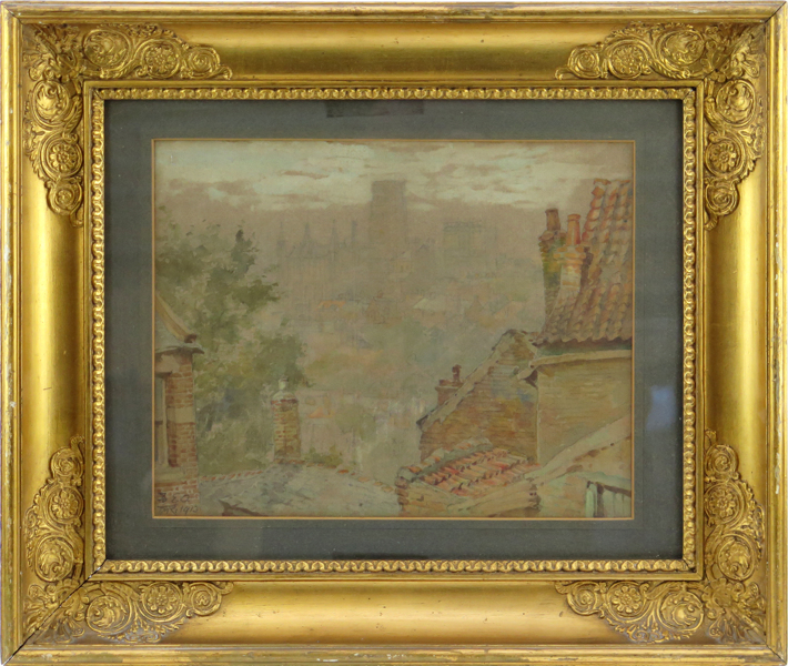 Okänd engelsk konstnär, 1900-talets början, akvarell, utsikt över Durham Cathedral, _19709a_8da5116d00fc261_lg.jpeg
