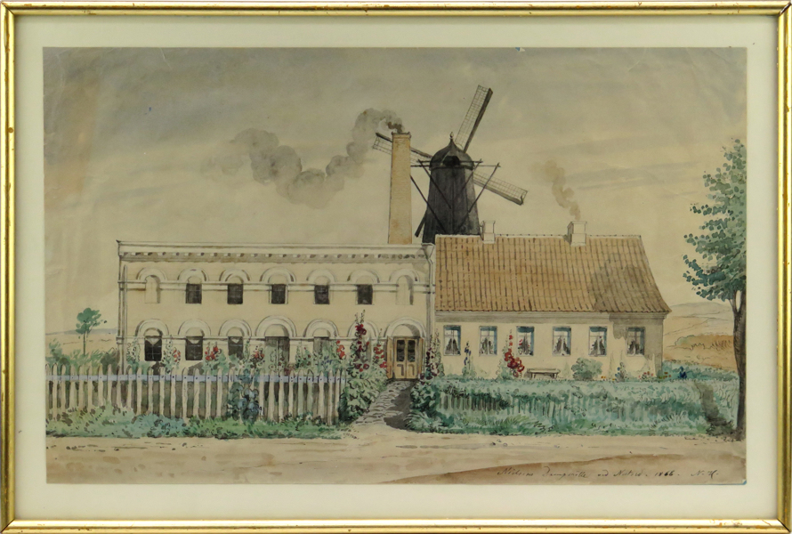 Okänd dansk konstnär, 1800-talets 2 hälft, akvarell, "Nielsens Dampmølle ved Næstved 1866, _19726a_8da512333261bdc_lg.jpeg