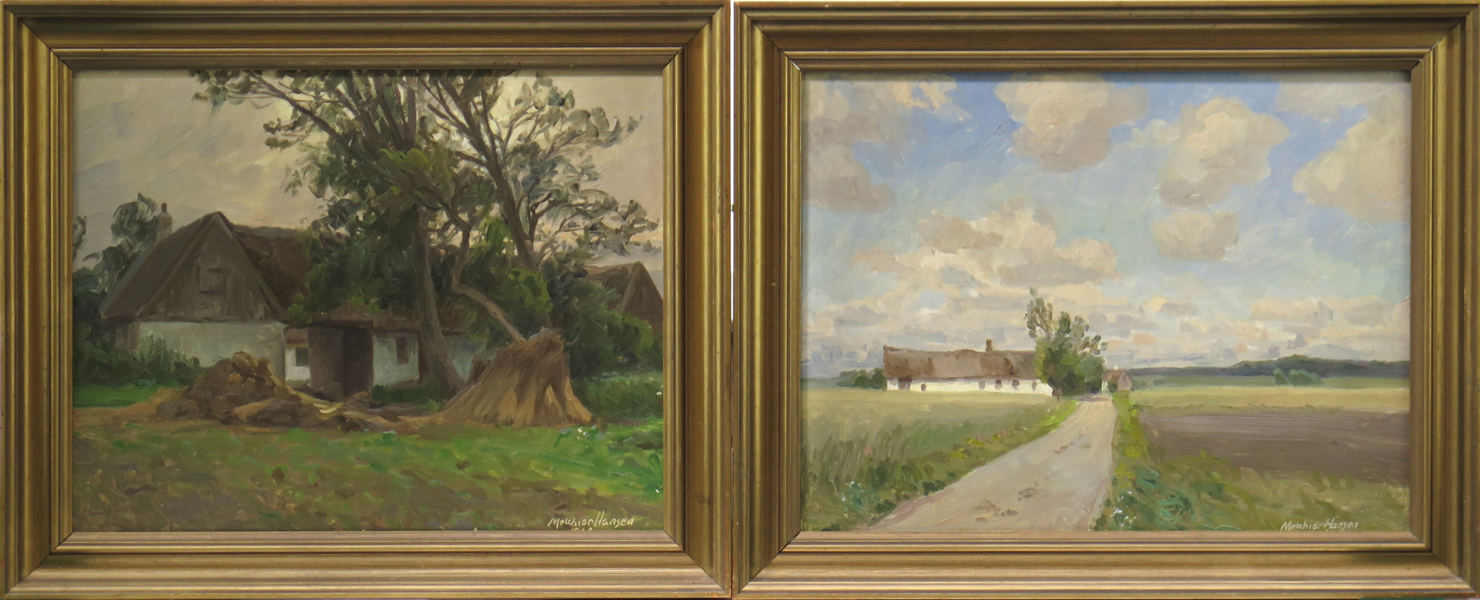 Hansen, Søren Melchior, oljemålningar, 1 par, landskap med hus, _19771a_8da51372e2a47be_lg.jpeg