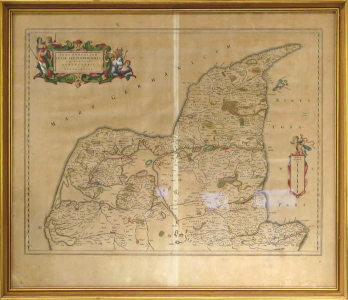 Blaeu, Willen Janszoon, karta, kopparstucken och handkolorerad, "Pars Borealior Iutiae Septentrionalis..." (Norra delen av Västjylland), cirka 1667, _19840a_8da5201cdff0231_lg.jpeg