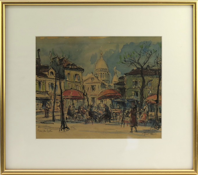 Okänd konstnär, akvarell, Place du Tertre med Sacre Coeur i fonden, _19876a_8da52a774c2592b_lg.jpeg