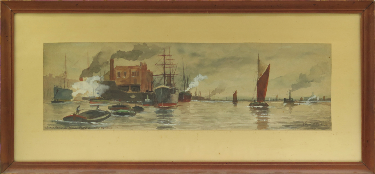 Pitcher, Henrie, akvarell, "Cory's Wharf at Victoria Docks...", sekelskiftet 1900, _19895a_8da52c596e7a784_lg.jpeg
