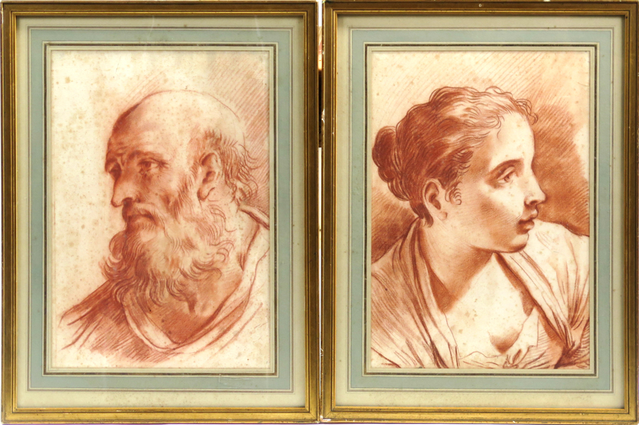 San Giovanni, Giovanni Da, tillskriven,  sepiateckningar, 1 par, mans- respektive kvinnoporträtt, _22062a_8da91962c202049_lg.jpeg