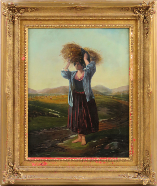 Okänd konstnär, 1800-talets 2 hälft, olja, kvinna med halmkärve, _22069a_8da91a0ab5b7d76_lg.jpeg