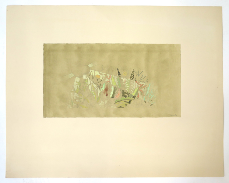 Lorentzon, Waldemar, gouache, kubistisk komposition med växter, _22093a_lg.jpeg