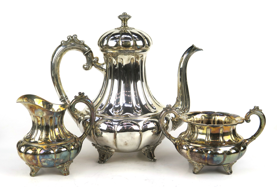 Kaffeservis, 3 delar, silver, nyrokokostil, Norge 1900-talets mitt, total vikt 1030 gram, _23712a_8dac4b1ece3af66_lg.jpeg