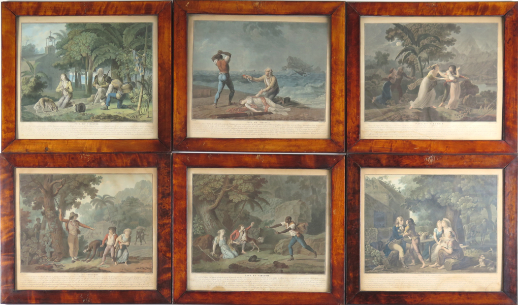 Deschourtis, Charles Melchior efter Schall, Jean Frédéric, akvatinter, 6 st, handkolorerade, "Paul et Virginie", 1795-97, _23732a_lg.jpeg