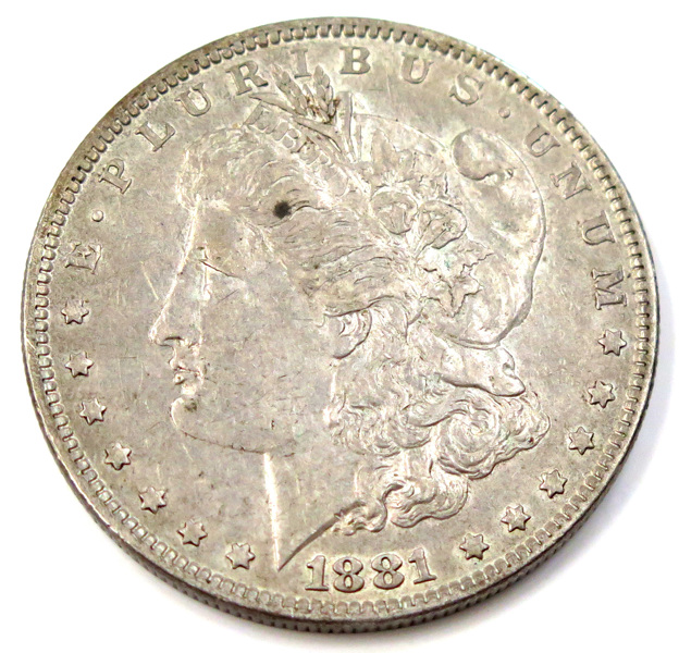 Silvermynt, 1 $ 1881, så kallad Morgandollar, myntort New Orleans, _2381a_8d8527c88fe2db5_lg.jpeg