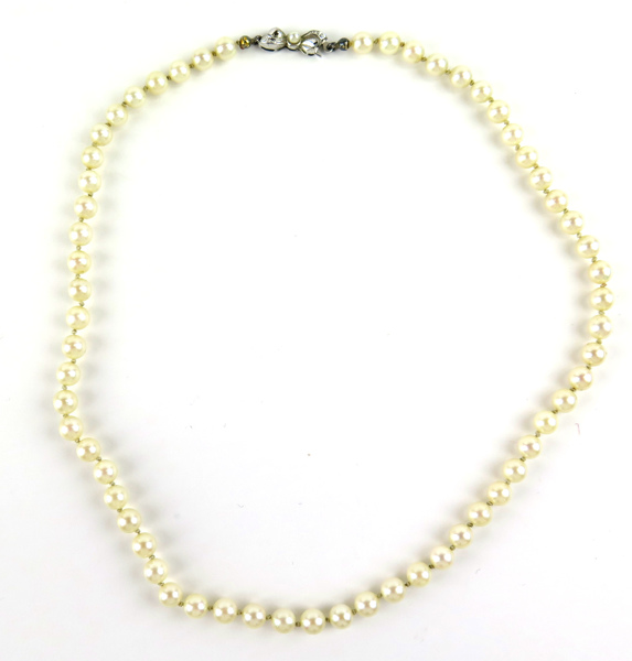 Collier, odlade pärlor, silverlås med pärla, pärlor dia cirka 5 mm,_2390a_lg.jpeg