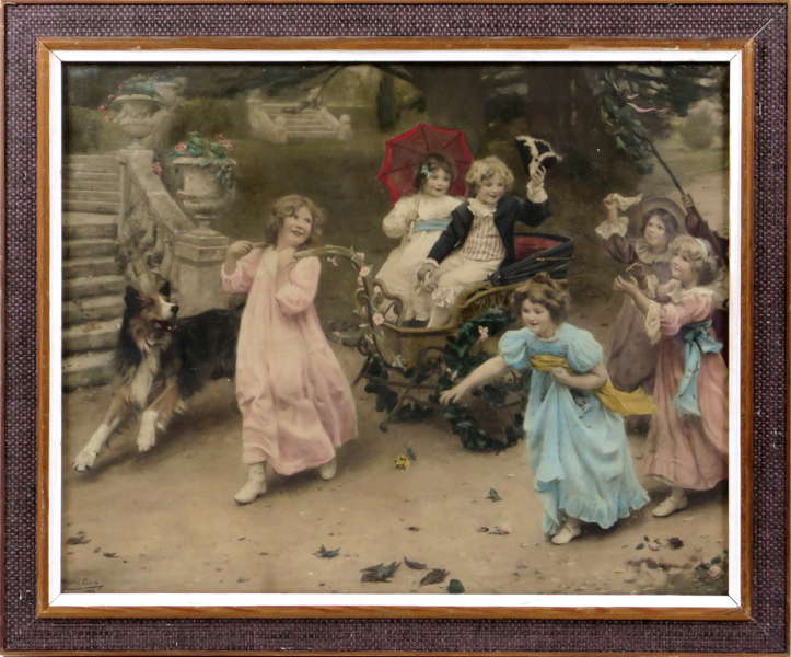 Elsley, Arthur John, efter honom, oljetryck, sekelskiftet 1900, "The happy pair", 48 x 60 cm_25264a_8daf3d81e58dabc_lg.jpeg