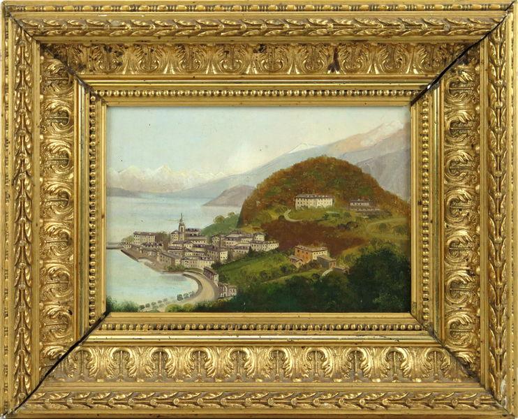 Okänd konstnär, 1800-tal, olja, kustparti (Schweiz?), 10 x 14 cm, proveniens: adliga ätten Tham_25272a_8daf49f4f790faa_lg.jpeg