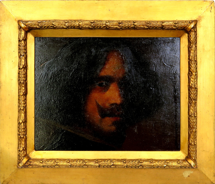 Okänd konstnär, sekelskiftet 1900, olja på pannå, kopia efter Diego Velazquez självporträtt från omkring 1640, a tergo porträtt av okänd dam,_2680a_8d85a2aad13497d_lg.jpeg