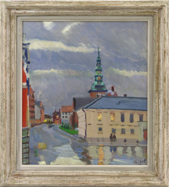 Persson, Folke, olja, stadsbild med kyrka, signerad, _2796a_lg.jpeg