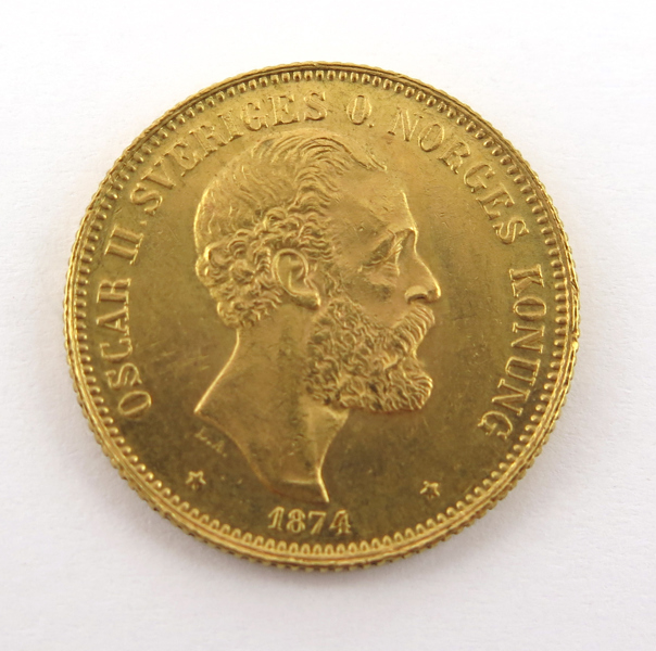 Guldmynt, 20 kronor, Oskar II 1874, 8,96 gram 900/1000 guld_28220a_8db52f967ff1800_lg.jpeg