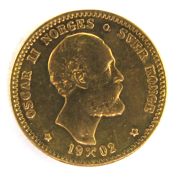 Guldmynt, 10 kroner, Norge, Oskar II 1902,  4,48 gram 900/1000 guld_28320a_8db561a951dda7a_lg.jpeg