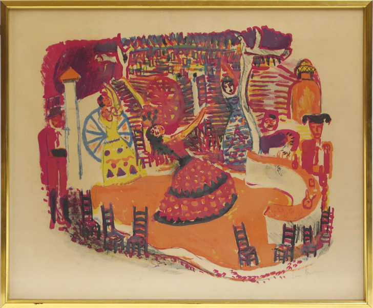 Erixson, Sven X:et, färglito, "Lilla Pastias värdshus", ur Carmen från 1954, signerad, nummer 43, synlig pappersstorlek 45 x 54 cm_28342a_8db59f8e7cc9537_lg.jpeg