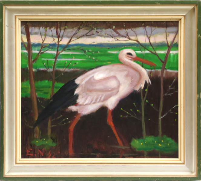 Norlind, Ernst, olja, vadande stork, signerad och daterad 1946, 41 x 46 cm_28409a_8db587391e9f024_lg.jpeg