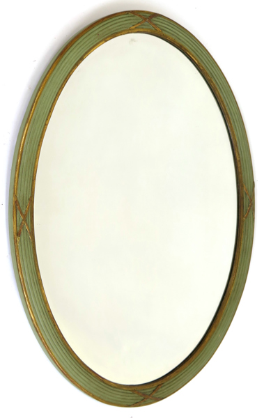 Spegel, bemålat och bronserat trä, 1900-talets 1 hälft, oval, höjd 67 cm_28474a_lg.jpeg