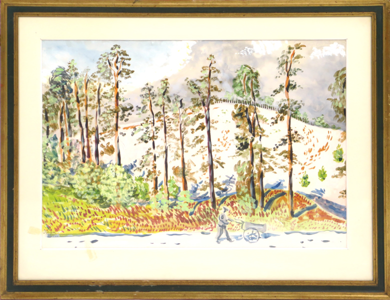 Grünewald, Iván, gouache, landskapsbild från Hagaparken, signerad och daterad 1937, synlig pappersstorlek 35 x 49 cm, G var son till Isaac Grünewald och Sigrid Hjertén_28535a_lg.jpeg