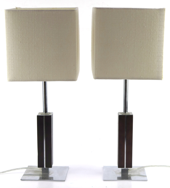 Okänd designer för Markslöjd, bordslampor, 1 par, kromad metall och trä, höjd inklusive skärm 46 cm_28597a_lg.jpeg