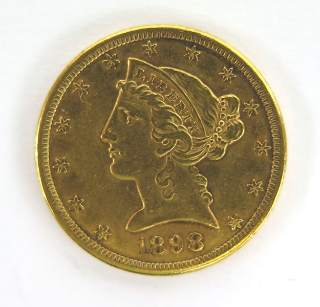 Guldmynt, 5 $ USA 1898, så kallat Liberty, vikt 8,36 gr 900/1000 guld,_3206a_8d86537a7e4a526_lg.jpeg
