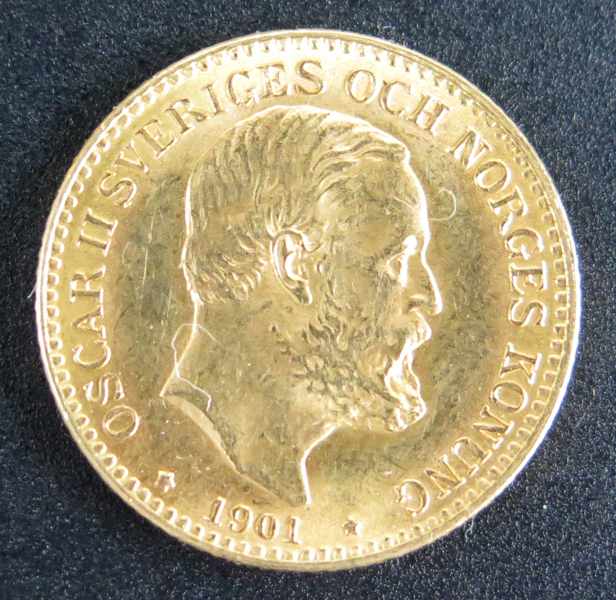 Guldmynt, 10 kronor, Oskar II 1901,  4,48 gram 900/1000 guld_32098a_8dbb92575698523_lg.jpeg