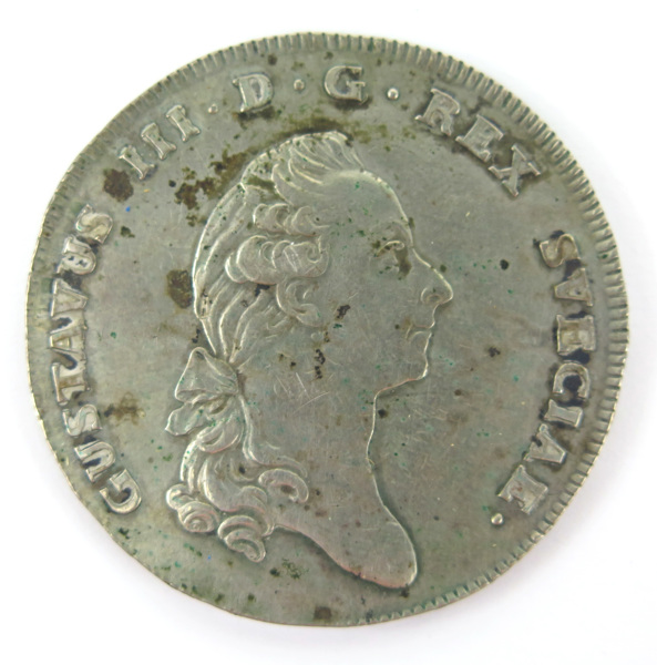 Silvermynt, 1 Riksdaler/3 Daler, Gustav III 1777,_3316a_8d86a18b9813764_lg.jpeg