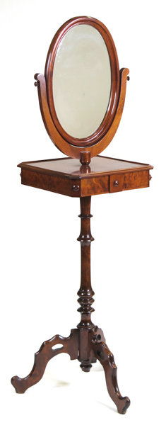 Rakspegel, mahogny, 1800-talets 2 hälft, golvmodell, roterbar spegel med justerbar höjd, 2 lådor i sarg_33956a_8dbe9cdccf49959_lg.jpeg