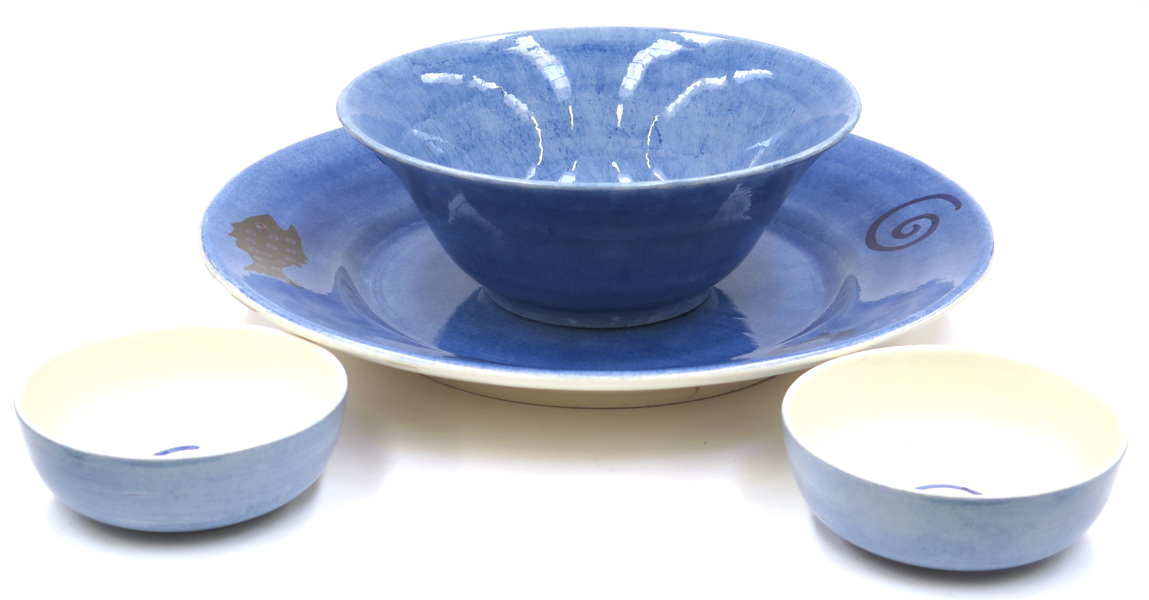 Skålar, 2 + 1 samt fat, blåglaserad keramik, Mateus, _3412a_lg.jpeg