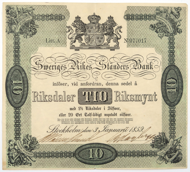 Sedel, 10 Riksdaler Riksmynt, Sveriges Rikes Ständers Bank 1859,_3559a_8d870452e13061d_lg.jpeg