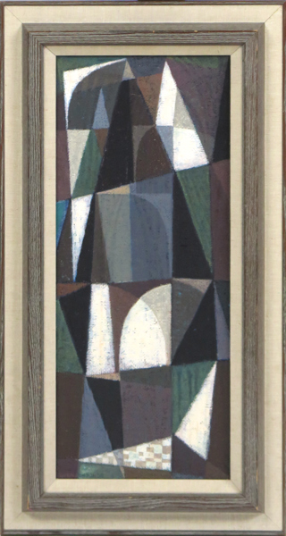Jonson, Sven, olja, "Gotiska formelement", signerad och daterad 1952, 49 x 20 cm, proveniens: i arv inom konstnärens familj_36380a_lg.jpeg