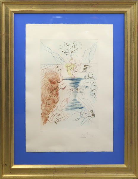Dalí, Salvador, etsning med pochoir och guldapplikation, "The Kiss", ur "Song of Songs" (of Solomon) 1971, signerad EA, 40 x 25 cm, pappersstorlek 57 x 38, _36383a_lg.jpeg