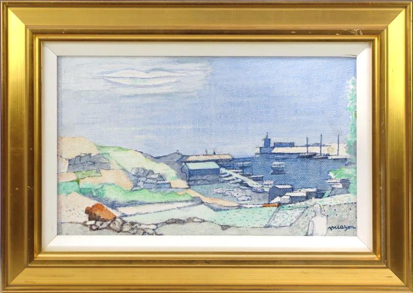 Olson, Axel, olja, "Den lugna hamnen" (Grötviks hamn), signerad, 23 x 38 cm_37119a_8dc3f7db6fb947f_lg.jpeg