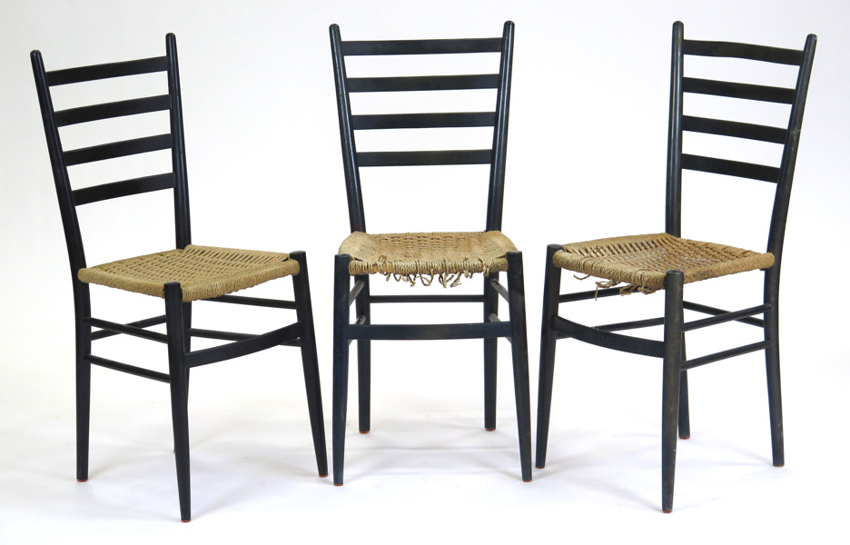 Okänd dansk designer, stolar, 3 st, svarvat och svartlackerat trä med flätad pappersklädsel, _4327a_8d887e0adc07aca_lg.jpeg